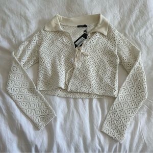 Nasty gal crochet tie in front crop top